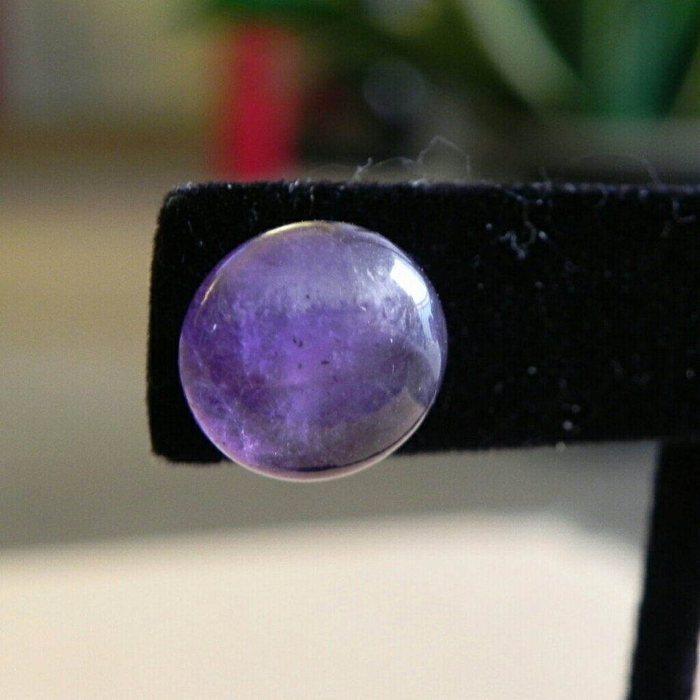 Natural Amethyst Stud Earrings - Picture 4 of 5